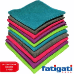 Trade Shop Traesio-set 2 Panni In Microfibra Fatigati Multiuso Strofinacci Colori Assortiti 33x33cm -