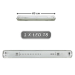 Trade Shop Traesio-plafoniera Stagna 1 Neon Led Tubo T8 G13 60cm 220v Parete Soffitto Ip65 T8-60ss -