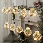 Trade Shop Traesio-luci Di Natale 10 Sfere Babbo Natale Tenda Natalizia Luminosa Luce Bianca Fredda -