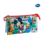 Trade Shop Traesio-astuccio 3 Posti Chiusura Zip Portapenne Porta Matite Pvc Mickey Topolino Disney -