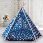 Trade Shop Traesio-lettino Tenda Portatile Per Animali Domestici Gatti Cani Cuscino Blu 50x50x70 Cm -