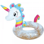 Trade Shop Traesio-salvagente Unicorno Bianco Arcobaleno Ciambella Glitterato Mare Diametro 90 Cm -