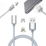 Trade Shop Traesio-cavo Usb In Nylon Magnetico Charge E Sync Con Adattatori Android E Ios -