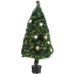 Trade Shop Traesio-albero Di Natale Fibra Ottica Flower 120cm 140 Punte Con 18 Fiori Colore Verde -