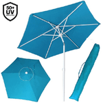 Trade Shop Traesio-ombrellone Mare Spiaggia Giardino Acciaio Inox Grande 210cm Azzurro Con Custodia -