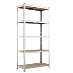 Trade Shop Traesio-scaffale Metallo Zincato 5 Ripiani Mdf Scaffalatura Carichi Pesanti 180x120x45cm -