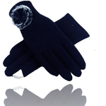 Trade Shop Traesio-guanti Tessuto Blu Cotone Pon Pon Guanto Taglia 8 Gloves Fodera Pile -