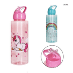 Trade Shop Traesio-borraccia In Plastica Capacita' 750 Ml Design Unicorno 7x25cm 2 Modelli 0214164 -