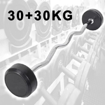 Trade Shop Traesio-manubri Bilanciere Curl Curvo Ondulato Precaricato Da 60 Kg 30+30 Kg Bodysolid -