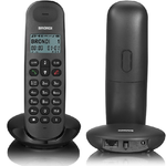 Trade Shop Traesio-telefono Cordless Brondi Lotus Bianco Nero Retroilluminato Con Sveglia Vivavoce -