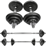 Trade Shop Traesio-set Di Manubri Regolabili Dumbbell Bilanciere 30 Kg Tot Regolabile Body Building -