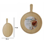 Trade Shop Traesio-tagliere Legno Rotondo Affetta Pane Salumi Carne Pizza Con Manico 41x30cm 74198 -