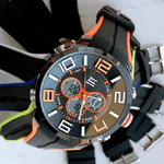 Trade Shop Traesio-orologio Polso Zcc Uomo Dual Time Analogico Digitale Sport Sveglia Arancio Nero -