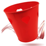 Trade Shop Traesio-secchiello Decorativo Rosso In Latta 14 Cm Cuori Idea Regalo San Valentino 92294 -