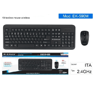 Maxtech-kit Tastiera Mouse Wireless 2.4ghz Layout Italiano Pc Windows Mac Linus Ek-590m -