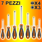 Trade Shop Traesio-set Cacciaviti Giraviti Kit 7 Pezzi 3 A Stella E 4 A Taglio Professionali -