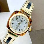 Trade Shop Traesio-orologio Polso Zcc 18 Donna Quarzo Acciaio Moda Ambrato Dorato Quadrante Bianco -