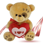 Trade Shop Traesio-peluche Orso Con Cuore Fiocco Rosso Impronta Su Occhio 30cm San Valentino 93772 -