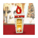 Trade Shop Traesio-lanterna In Ceramica Candela Con Lumino Elettrico 34 Cm Decorazioni Natalizie -