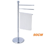 Trade Shop Traesio-piantana Porta Asciugamani Arredo Bagno 3 Bracci Metallo Cromato 90cm -