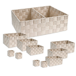 Cleafe-scatole In Tessuto Componibili Organizer Per Bagno Armadi Scaffali 79081 Beige -