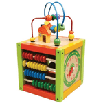 Trade Shop Traesio-giocattolo Cubo Attivita Per Bambini In Legno Con Gioco Pallottoliere Abaco 16cm -