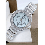 Trade Shop Traesio-orologio Polso Zcc Donna Quarzo Acciaio Analogico Moda Brillantini Silver Bianco -