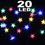 Trade Shop Traesio-catena Luminosa 20 Led Luci Multicolor Stelle A Batteria Lampadine Lucciole -