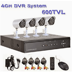 Trade Shop Traesio-dvr 4 Canali + 4 Telecamere Infrarossi Led Kit Videosorveglianza Da Cellulare -