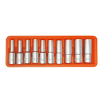 Trade Shop Traesio-set 10 Bussole Torx Femmina 1/2" Lunghe E8 E10 E11 E12 E14 E16 E18 E20 E22 E24 -