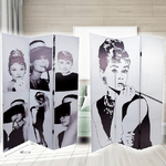 Trade Shop Traesio-paravento Separe Divisorio Con 3 Pannelli 180x120cm Stampa F R Audrey Hepburn -