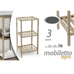 Trade Shop Traesio-mobile Scaffale In Legno 3 Ripiani Mensole 35x30x70cm Arredamento Casa Bagno -