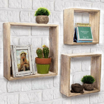 Trade Shop Traesio-set 3 Mensole Da Parete Moderne Design Cubo Mensola Scaffale In Legno Mdf Nature -