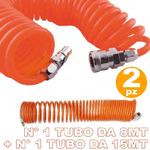 Trade Shop Traesio-2 Tubi Tubo Aria Compressa Flessibile Per Compressore 8 15 Metri Innesti Rapidii -