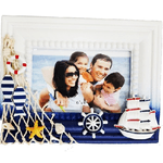 Trade Shop Traesio-cornice Rete Portafoto Timone Mare Blu Bianco Fotografie Decorazione Casa Uffici -