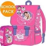 Trade Shop Traesio-kit Scuola School Pack Zaino Estensibile + Astuccio 3 Zip Disney Violetta -