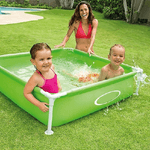 Trade Shop Traesio-piscina Quadrata Fuori Terra Per Bambini Baby Telaio Acciaio Verde 122 Cm -