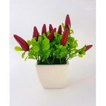 Trade Shop Traesio-vaso Ceramica Quadrato Peperoncini Artificiali 16cm Pianta Decorazione Casa Giardino -