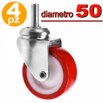 Trade Shop Traesio-ruota Con Perno Girevole Per Carrello Sedia Diametro 5cm 50 Mm Nucleo Plastica -