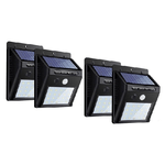 Trade Shop Traesio-4pz Faretto Led Da Esterno Con Pannello Solare Sensore Movimento Crepuscolare -