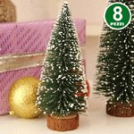 Trade Shop Traesio-set 8 Alberelli Innevati Mini Albero Di Natale 16cm Decorazioni Addobbi Natalizi -