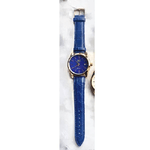 Trade Shop Traesio-orologio Polso Zcc Z003 Uomo Analogico Automatico Data Elegante Pelle Blu Dorato -