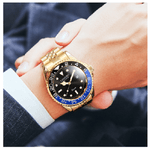 Trade Shop Traesio-orologio Polso Uomo Acciaio Quarzo Dorato Nero Blu Nautica Mare Longbo Subacqueo -