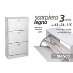 Trade Shop Traesio-scarpiera Legno 3 Ante Bianco Legno 63 X 24 X 115 Cm 715617 Scarpe -