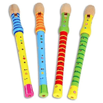 Trade Shop Traesio-flauto In Legno Colorato Decorato Bambini Bimbi Scuola Musica Suoni -