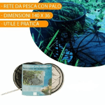 Trade Shop Traesio-rete Da Pesca Con Palo Alluminio Pesci Gamberi 36x140 Cm Kit Mare Lago Fiume -