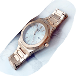 Trade Shop Traesio-orologio Da Polso Zcc Uomo Quarzo Analogico Data Elegante Rose Gold Fondo Bianco -