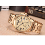 Trade Shop Traesio-orologio Polso Acciaio Longbo Uomo Dorato Analogico Classico Elegante Waterproof -