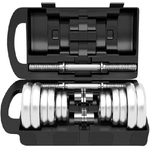 Trade Shop Traesio-set Manubri Regolabili Dumbbell 30kg Manubrio Elettrolitico Bilanciere Palestra -