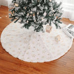 Trade Shop Traesio-tappeto Gonna Copertura Base Albero Di Natale 80cm Peluche Fiocchi Di Neve Gold -